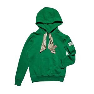 Silk scarf drawstring hoodie
